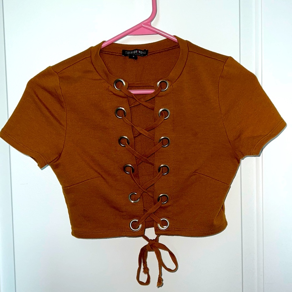 Fashion Nova Small brown crop top